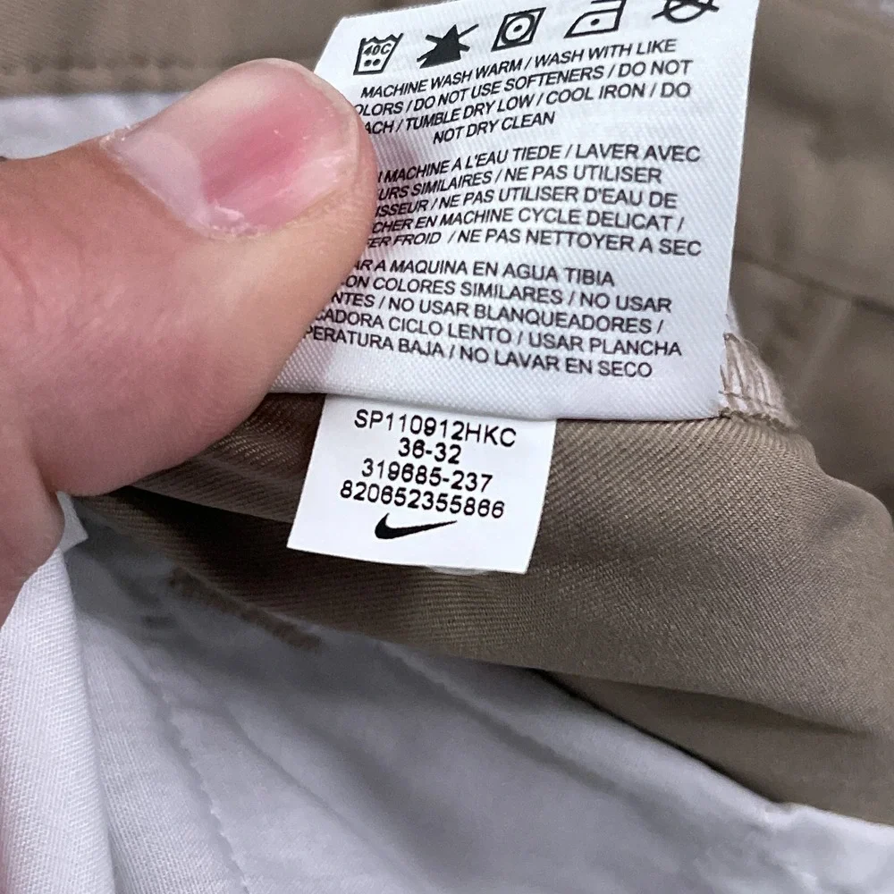 Nike Golf Pants Mens 36x32 Tan Khaki Dri Fit Stretch Performance Tech Flat Front